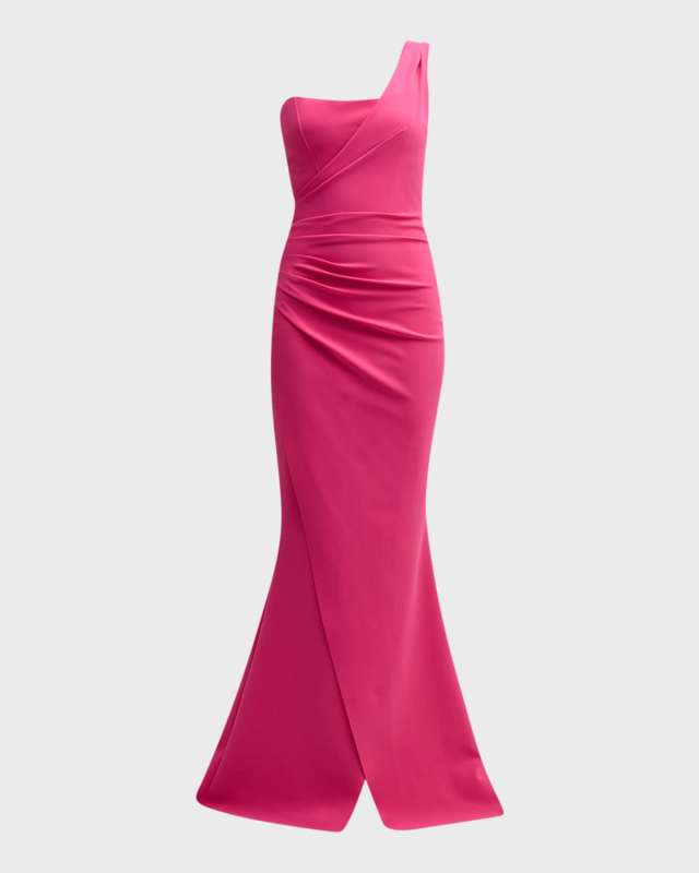 Gredel One-Shoulder Pleated Mermaid Gown